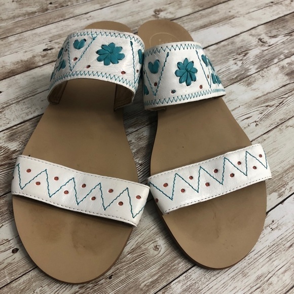 Jack Rogers Adair Double Band Embroidered Slide Sandals - Picture 8 of 9